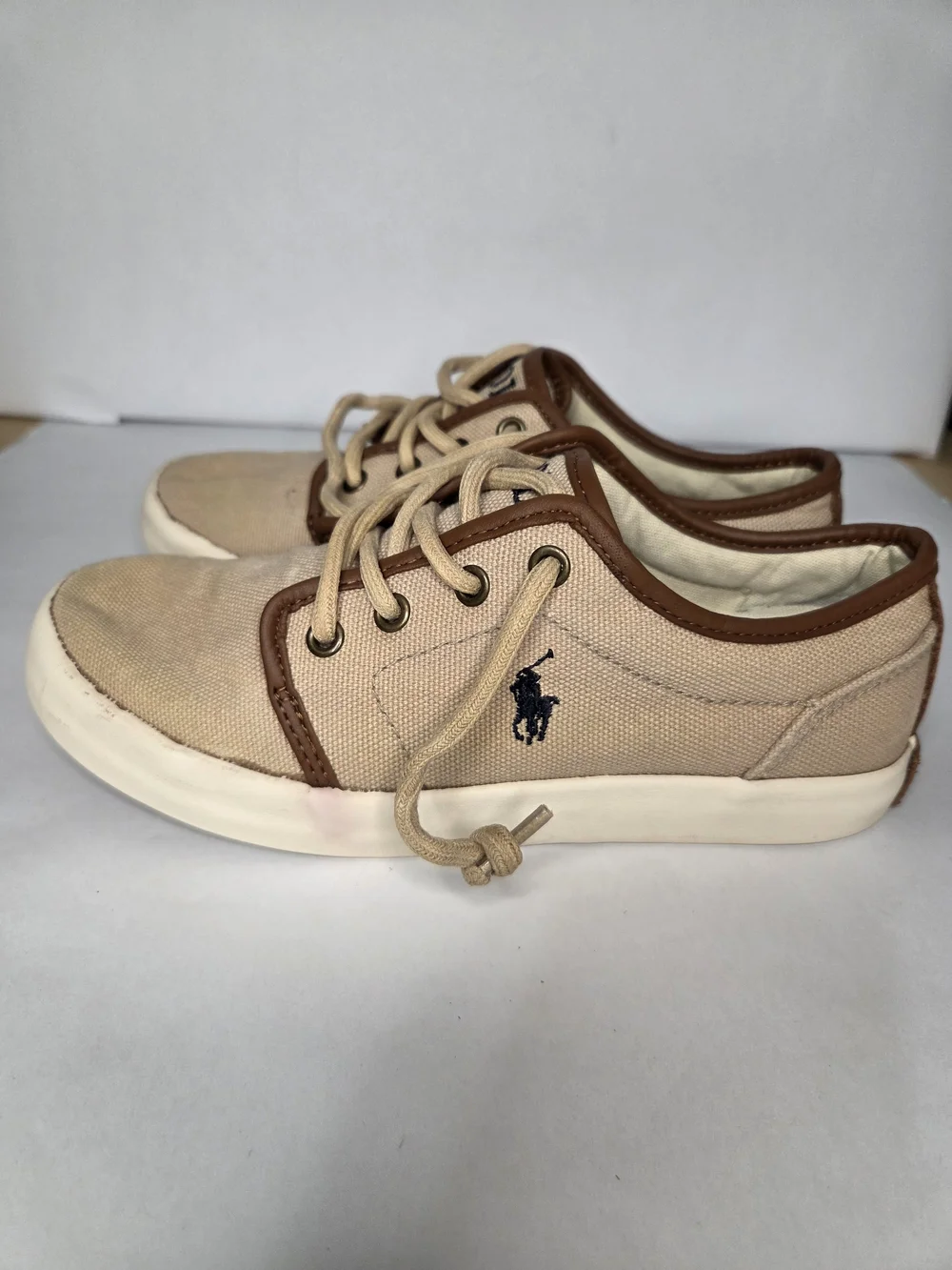 Polo by Ralph Lauren Kids Beige Canvas Lace-Up Shoes Size 2.5